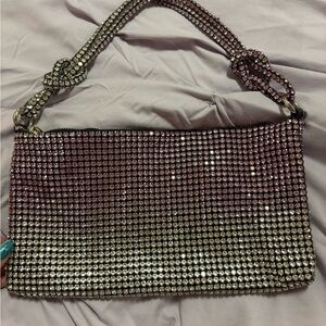 Elegant Silver and Black Rhinestone Clutch